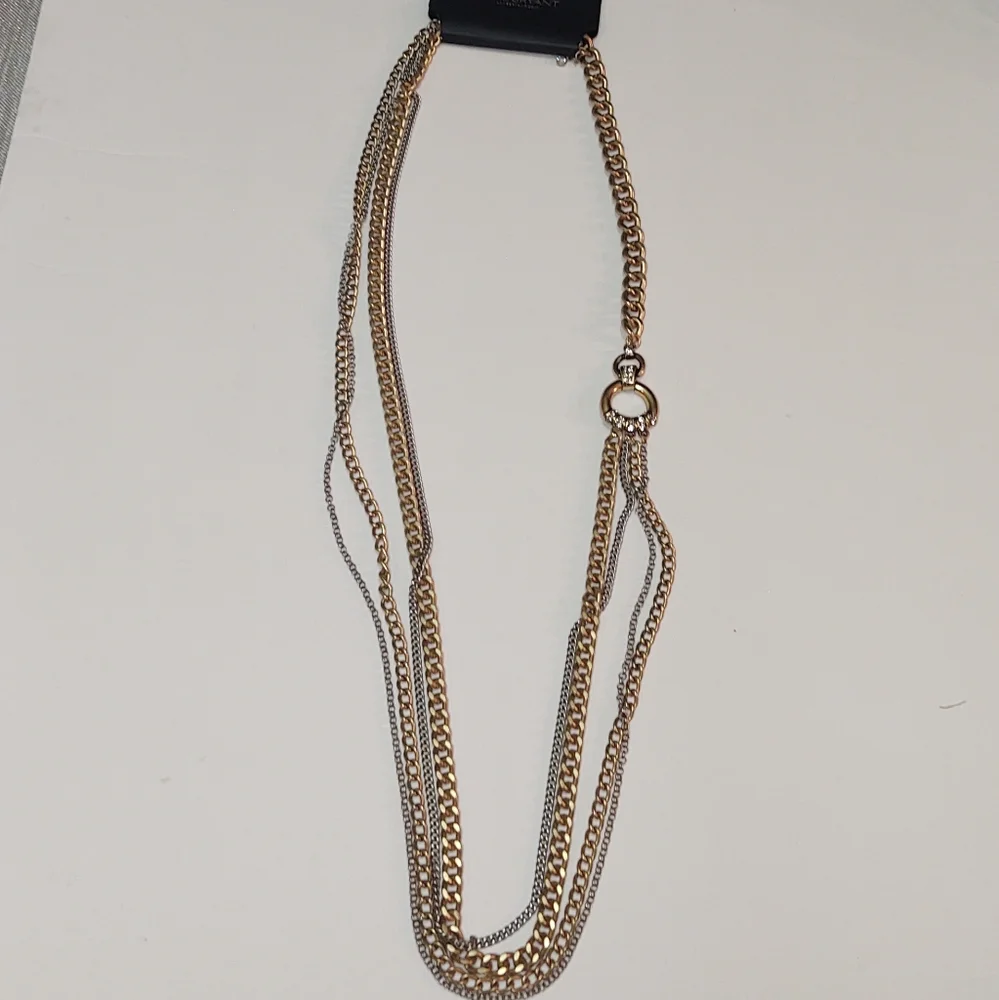 Lane Bryant Multi Strand Silver Gold Chain Necklace